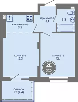 2-к кв. Пермский край, Пермь ш. Космонавтов (37.0 м)