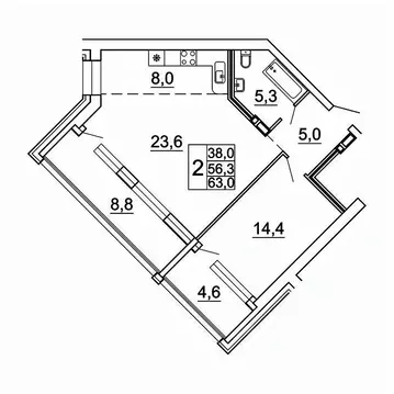 2-к кв. Приморский край, Владивосток Лесная ул., 1В/1 (62.9 м)