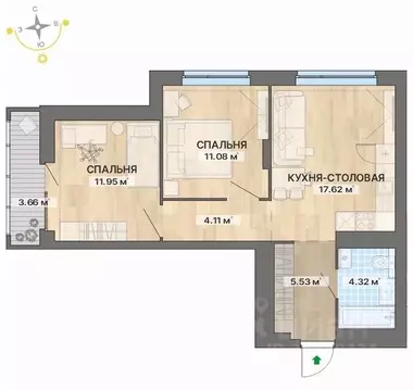 2-к кв. Свердловская область, Екатеринбург пер. Ударников, 33 (58.27 ...