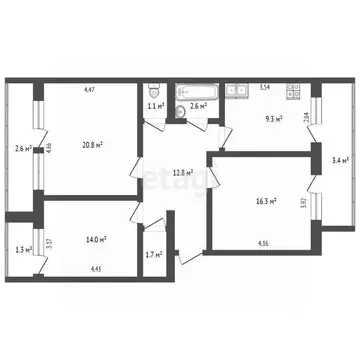 3-к кв. Крым, Сакский район, с. Фрунзе пер. Восточный (78.5 м)