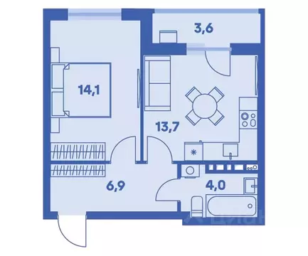 2-к кв. Пермский край, Пермь ул. Карпинского, 115 (40.5 м)