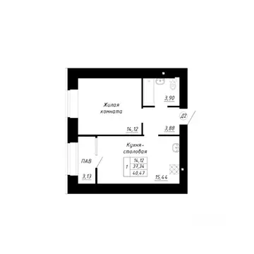 1-к кв. Башкортостан, Стерлитамак Прибрежный мкр,  (40.47 м)