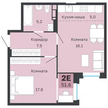 2-к кв. Пермский край, Пермь Парковый просп., 24 (51.6 м)