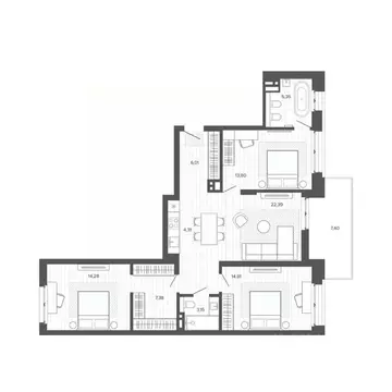 4-к кв. Алтайский край, Барнаул Жилплощадка мкр,  (98.89 м)