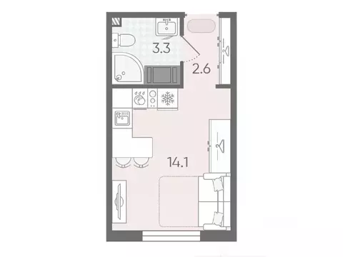 Студия Санкт-Петербург ул. Пейзажная, 21 (20.0 м)