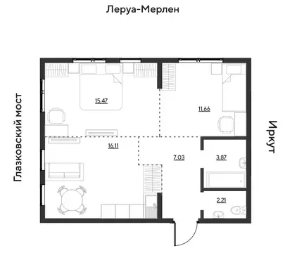 3-комнатная квартира: Иркутск, квартал Затон, ЖК Затон (56.35 м)