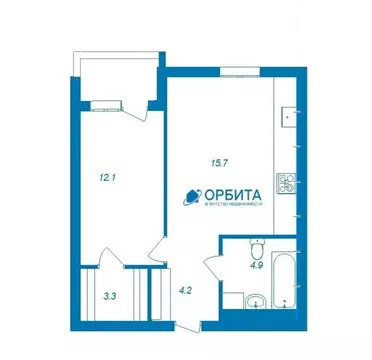 1-комнатная квартира: Тюмень, Новгородская улица, 9А (40.4 м)