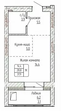 1-к кв. Алтайский край, Новоалтайск ул. Титова, 6 (31.9 м)