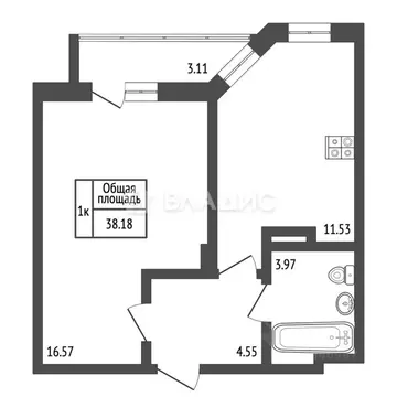 1-к кв. Владимирская область, Владимир ул. Родионовка, 4А (36.4 м)