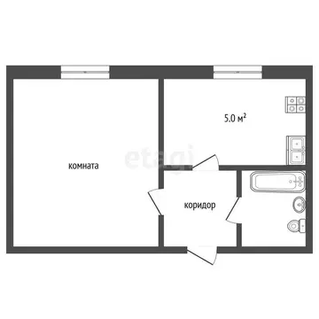 1-комнатная квартира: Нижняя Тавда, Мысовая улица, 7Б (26.9 м)