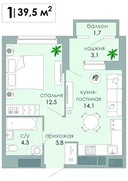 1-к кв. Тверская область, Тверь Южный мкр,  (39.5 м)