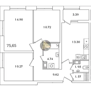 3-комнатная квартира: Санкт-Петербург, проспект Маршала Блюхера, 3к2 ...