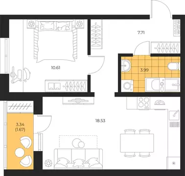 1-к кв. Сахалинская область, Южно-Сахалинск  (42.51 м)