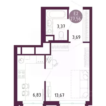 1-к кв. Тульская область, Тула ул. Купцов Гречихиных (27.56 м)
