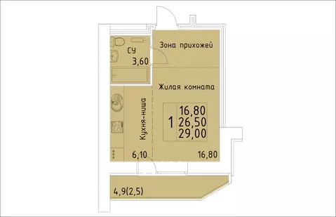1-к кв. Кировская область, Киров ул. Красной Звезды (29.0 м)