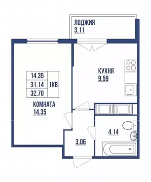 1-к кв. Санкт-Петербург ул. Вадима Шефнера, 4 (32.0 м)