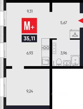 2-к кв. Иркутская область, Иркутск ул. Ширямова, 26 (35.11 м)