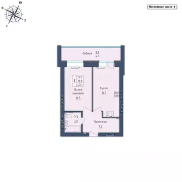 1-к кв. Орловская область, Орел Московское ш., 7Б (43.1 м)