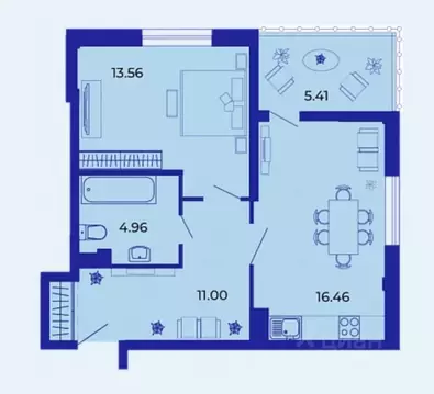 1-к кв. Брянская область, Брянск ул. Имени О.С. Визнюка, 18 (51.1 м)