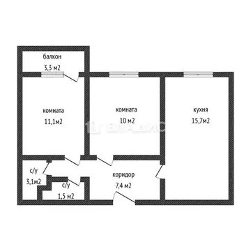 2-комнатная квартира: Краснодар, Домбайская улица, 55к6 (48.8 м)