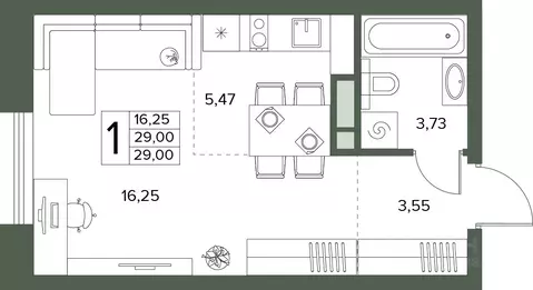 1-к кв. Московская область, Серпухов  (29.0 м)