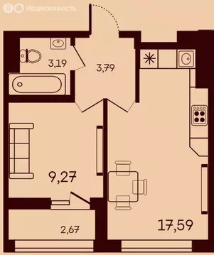 1-комнатная квартира: Пенза, улица 65-летия Победы, 38 (36.51 м)