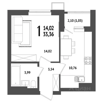 1-к кв. Башкортостан, Уфа Глумилино жилрайон, Холмогоры жилой комплекс ...