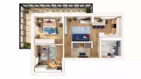 3-к кв. Татарстан, Казань ул. Петра Полушкина, 1 (59.7 м)