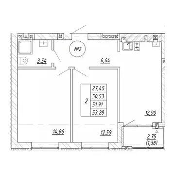 2-к кв. Калининградская область, Зеленоградск пос. Малиновка,  (53.28 ...