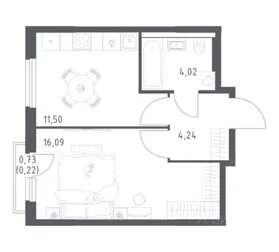 1-к кв. Башкортостан, Уфа ул. Минигали Губайдуллина, 8к9 (36.07 м)