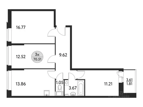 3-к кв. Московская область, Щелково Полевая ул., 4А (72.9 м)