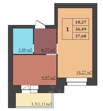 1-к кв. Ярославская область, Ярославль Северный жилрайон, 15-й мкр,  ...