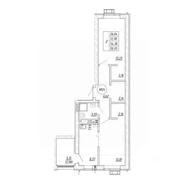 2-к кв. Калининградская область, Зеленоградск  (54.36 м)