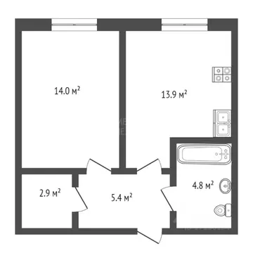 1-к кв. Тюменская область, Тюмень ул. Республики, 204к10 (42.0 м)