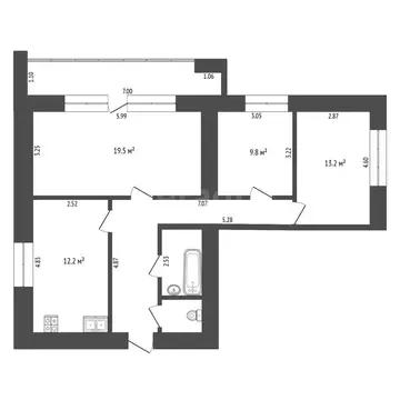 2-комнатная квартира: Тюмень, 6-й микрорайон, улица Валерии ...