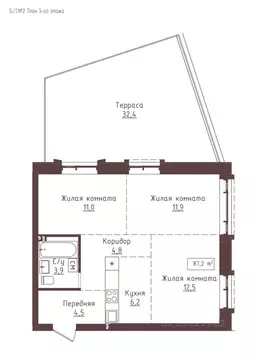 3-к кв. Алтайский край, Барнаул ул. Папанинцев, 157 (87.2 м)