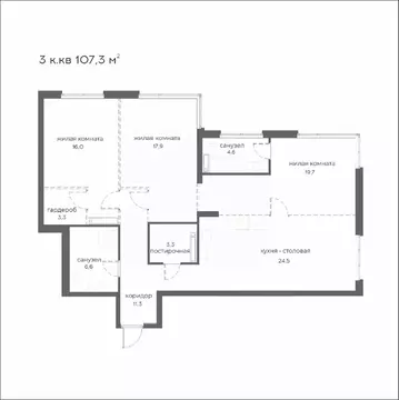 3-к кв. Пензенская область, Пенза Велларт Сити жилой комплекс (107.3 ...