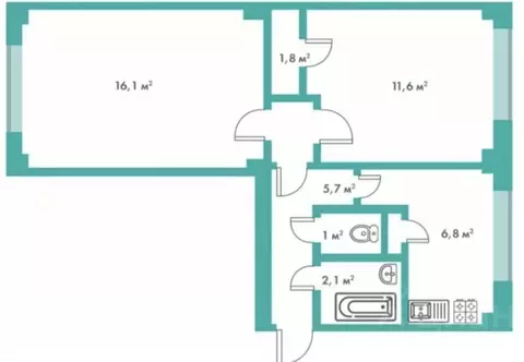 2-к кв. Санкт-Петербург Народная ул., 76 (45.0 м)