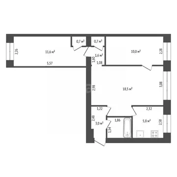 3-к кв. Башкортостан, Уфа ул. Карла Маркса, 83 (53.2 м)