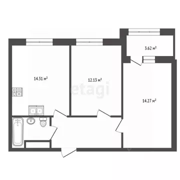 2-к кв. Санкт-Петербург ул. Парфеновская, 14к1 (51.4 м)