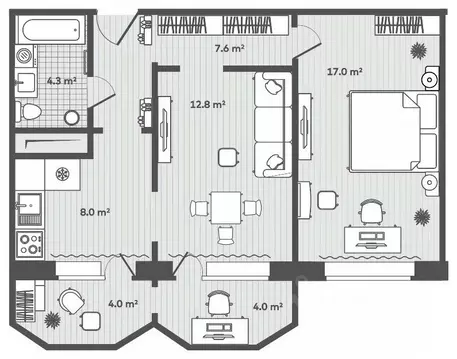 2-к кв. Приморский край, Надеждинский район, пос. Тавричанка  (53.7 м)