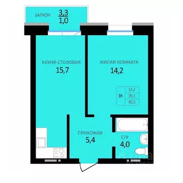 1-к кв. Алтайский край, Барнаул ул. Юрина, 118Д (40.3 м)