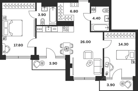 2-к кв. Тульская область, Тула ул. Фридриха Энгельса, 62 (81.0 м)