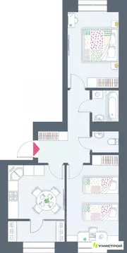 2-к кв. Татарстан, Казань ул. Азата Аббасова, 16 (53.73 м)
