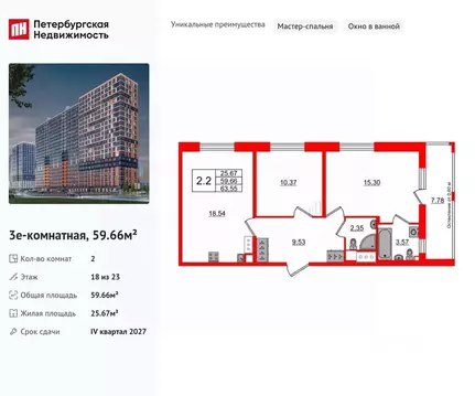 2-к кв. Ленинградская область, Всеволожский район, Свердловское ...