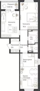 2-к кв. Алтай, Горно-Алтайск Дом 1824 жилой комплекс (70.4 м)