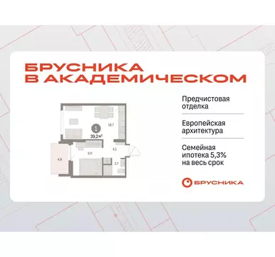 1-к кв. Свердловская область, Екатеринбург Академический мкр, 19-й ...