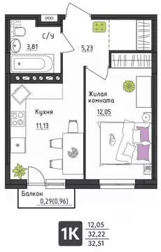 1-к кв. Пермский край, Пермь Верхне-Вишерская ул., 40 (32.51 м)