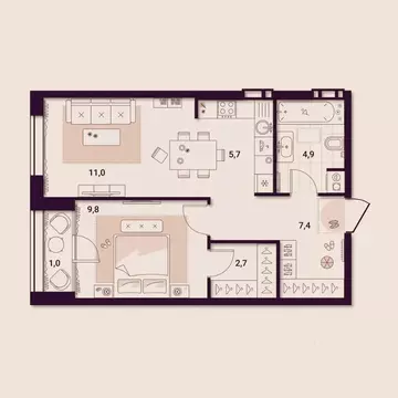 1-к кв. Приморский край, Артем ул. Куйбышева, 11А (42.52 м)