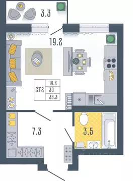 Студия Астраханская область, Астрахань Моздокская ул., 40/2 (33.3 м)